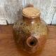 Antique brown beige pyrite stoneware teapot + vintage cork stopper