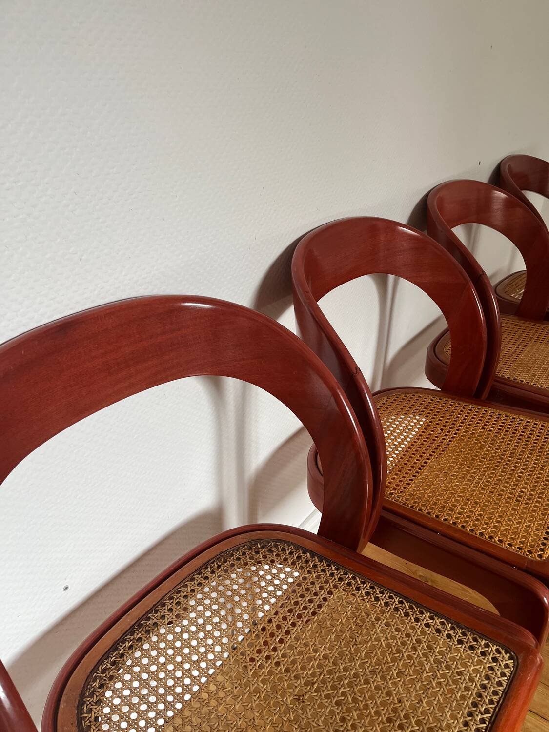 Set of 4 Baumann caned gondola chairs