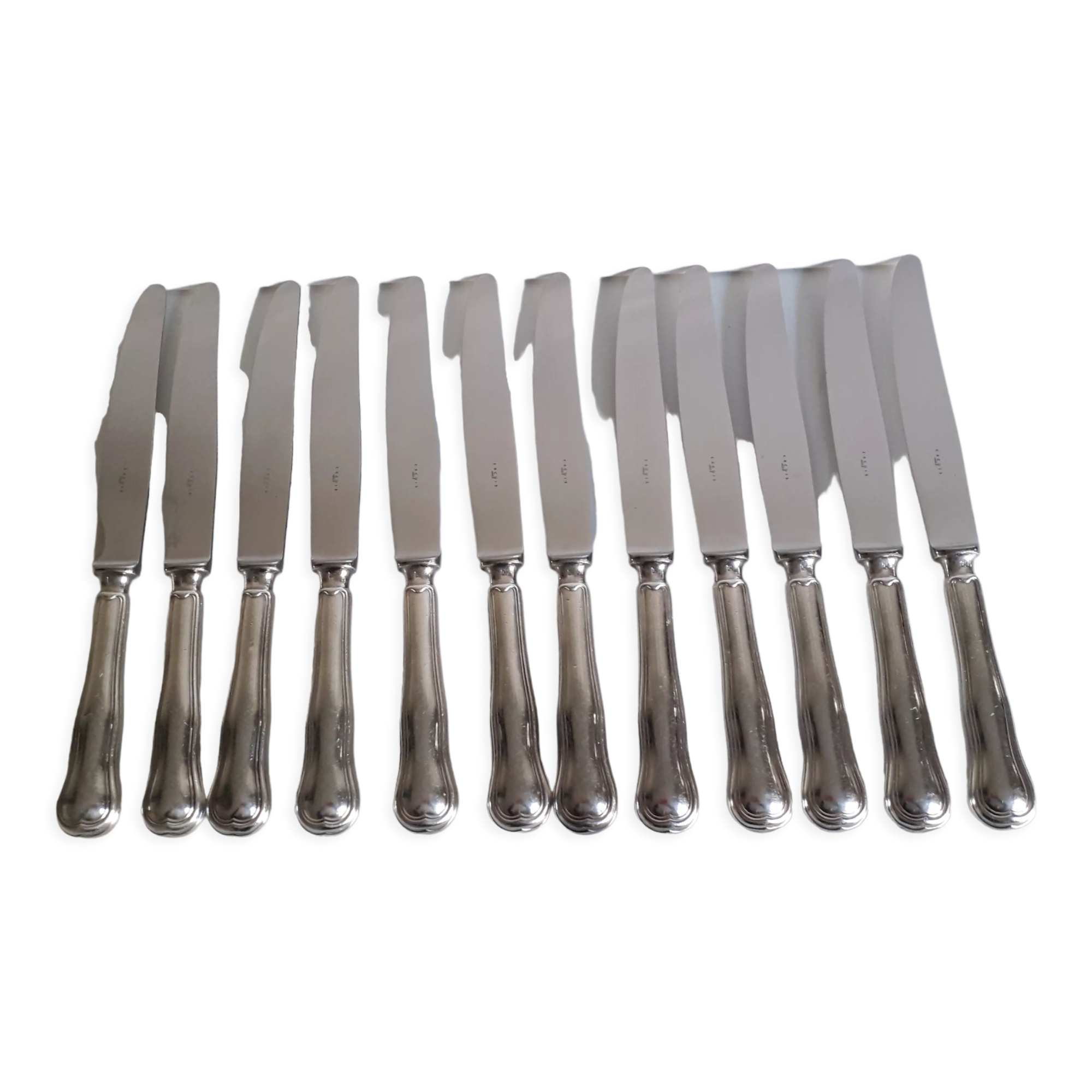 Set of 12 knives silver metal and stainless steel violin model Ercuis