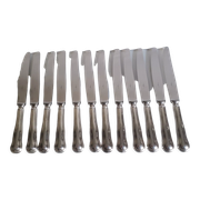Set of 12 knives silver metal and stainless steel violin model Ercuis