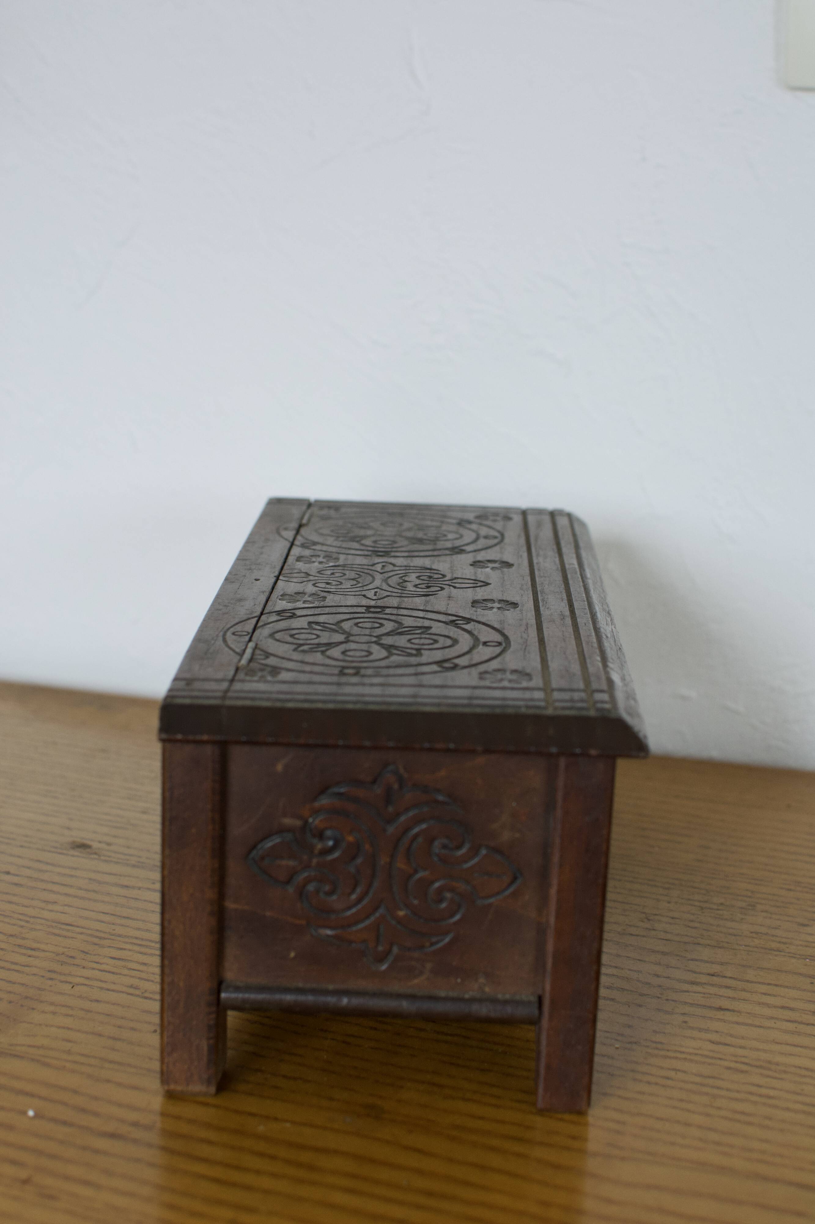 Old carved wooden box