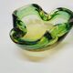 Empty Pocket Cup Ashtray Vintage Murano Glass Sommerso Green and Yellow