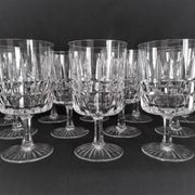 12 Art Deco wine glasses in cut crystal (in the style of Marignane Baccarat)