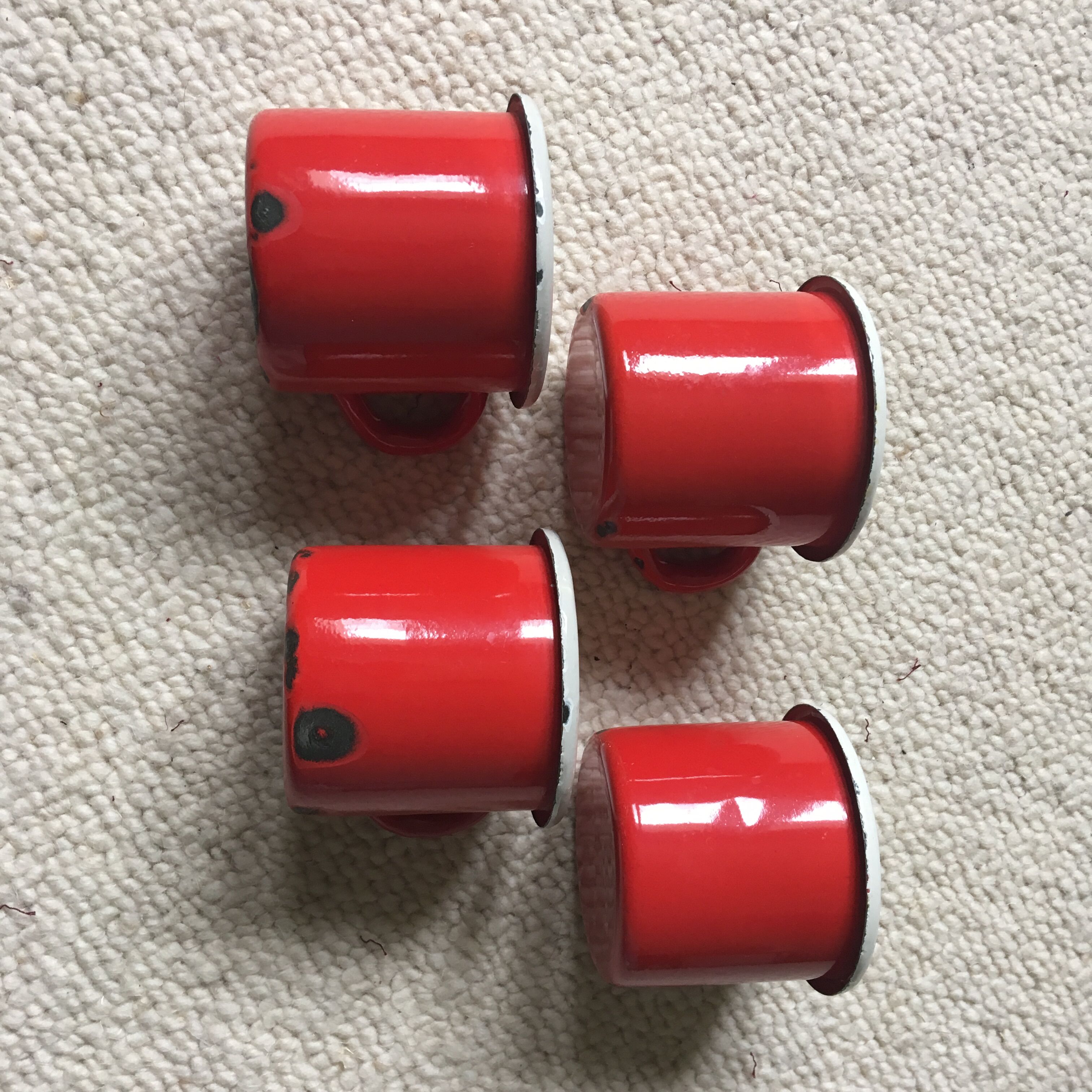 Set of 4 mugs, enamelled steel