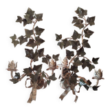 2 large metal leaf wall lights from the 70s and 80s