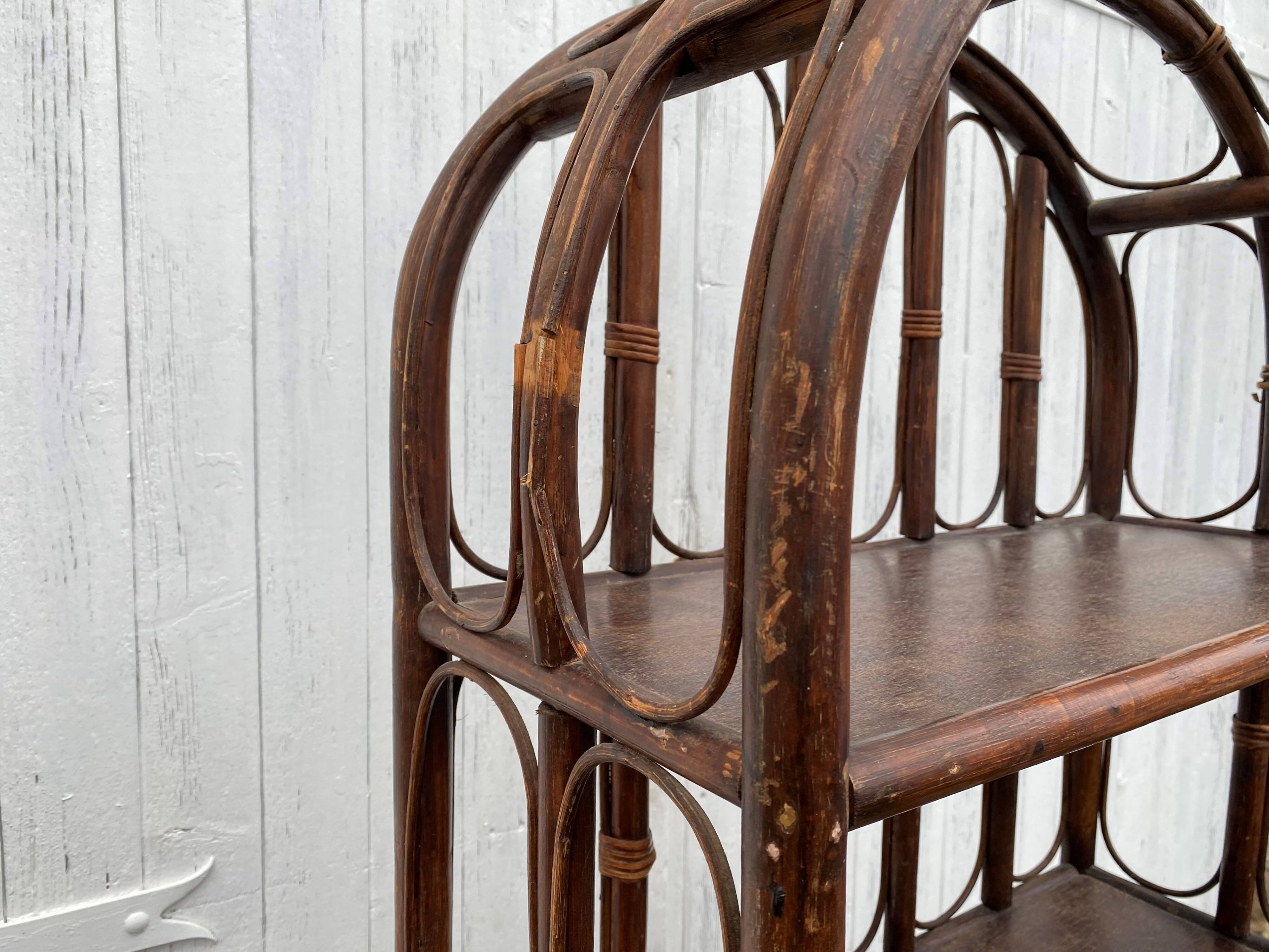 Vintage rattan bookcase shelf from the 70s
