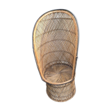 Old Emmanuelle chair in wicker and rattan