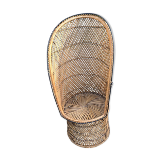 Old Emmanuelle chair in wicker and rattan