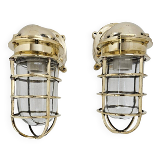Nautical Ship Marine Solid Brass Passageway Bulkhead Light With Junction Box With Wire