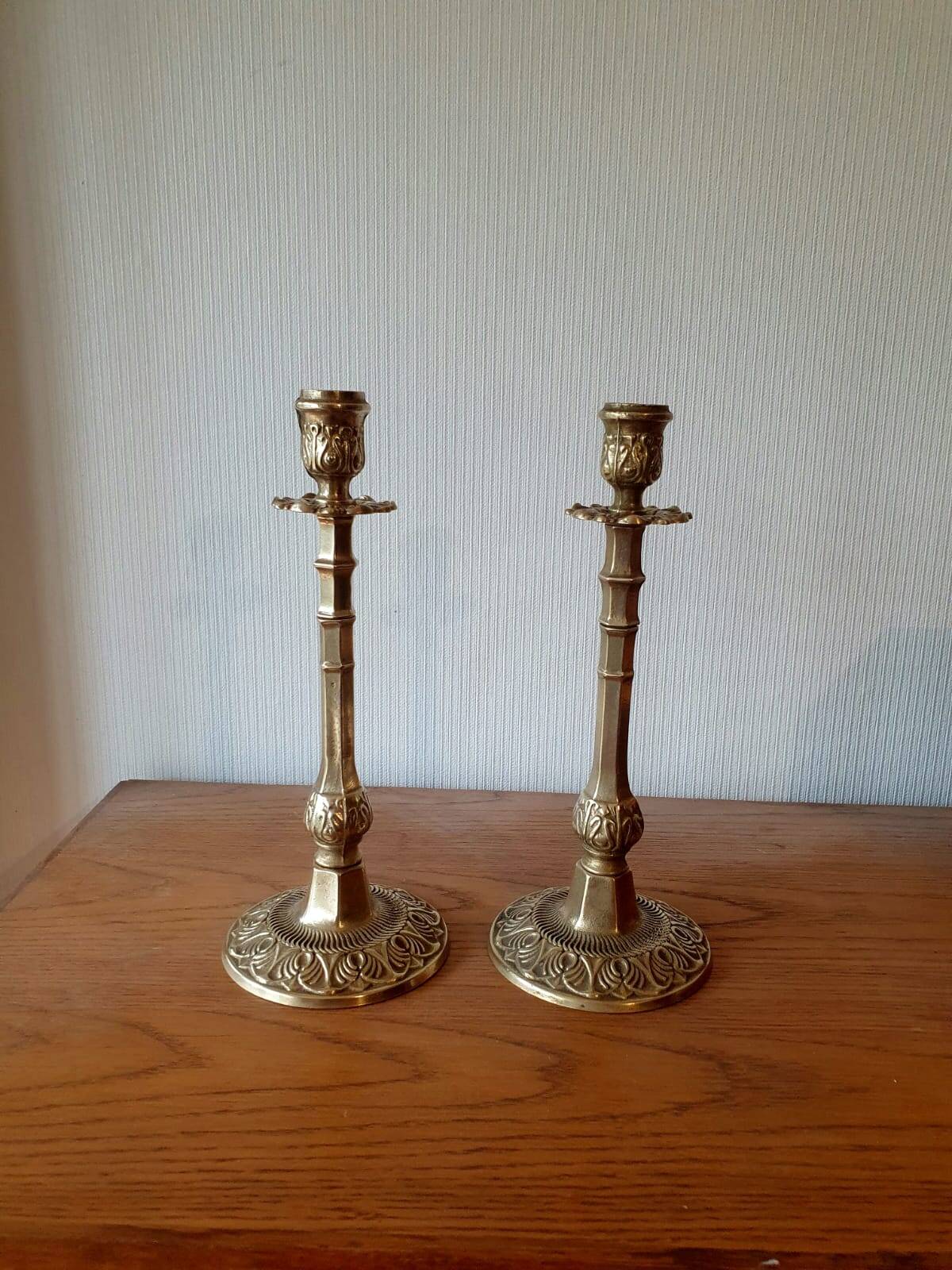 Pair of bronze candlesticks