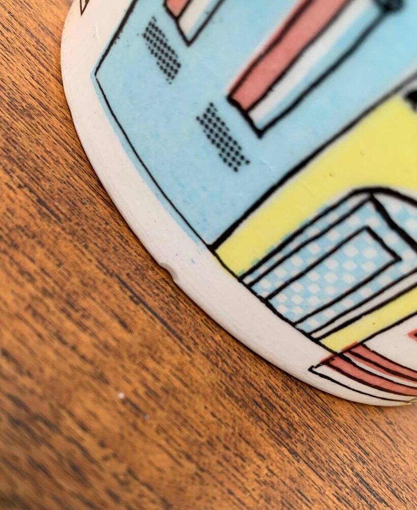 German ceramic box or mid-century biscuit jar with a teak lid by SMF Schramberg Keramik, 1960s