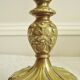 Ancient bronze lamp with its blue Jouy canvas lampshade