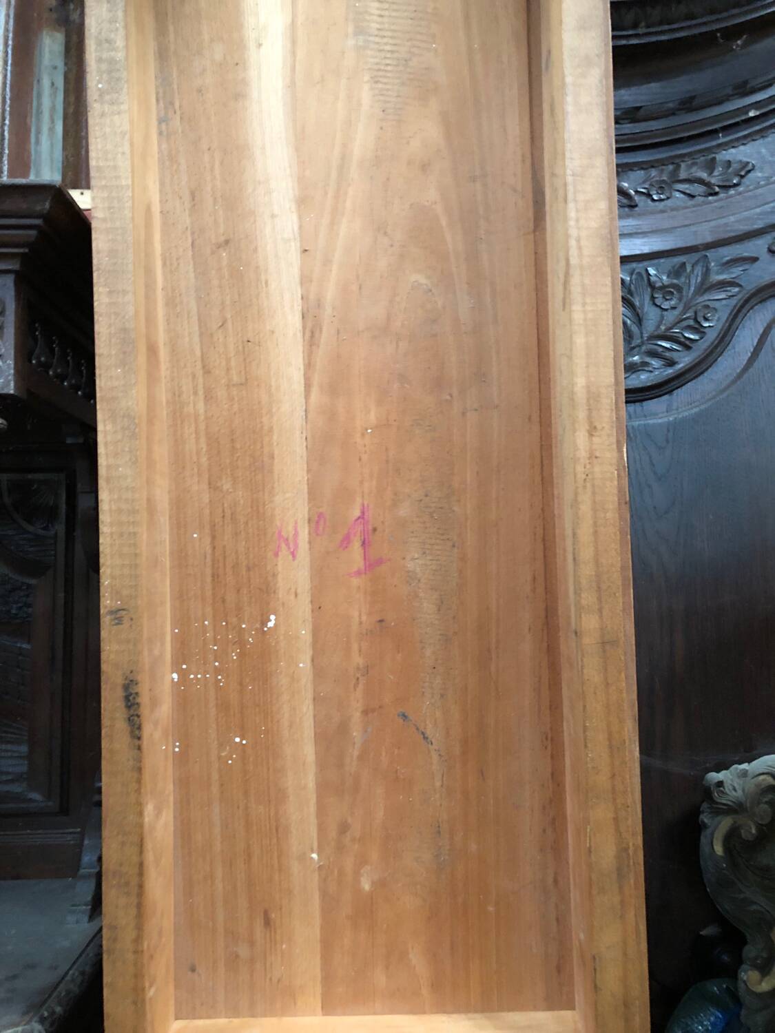 Table console vintage en hêtre massif