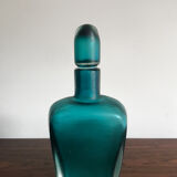 Italian venini murano blue glass bottle incisi serie 1981