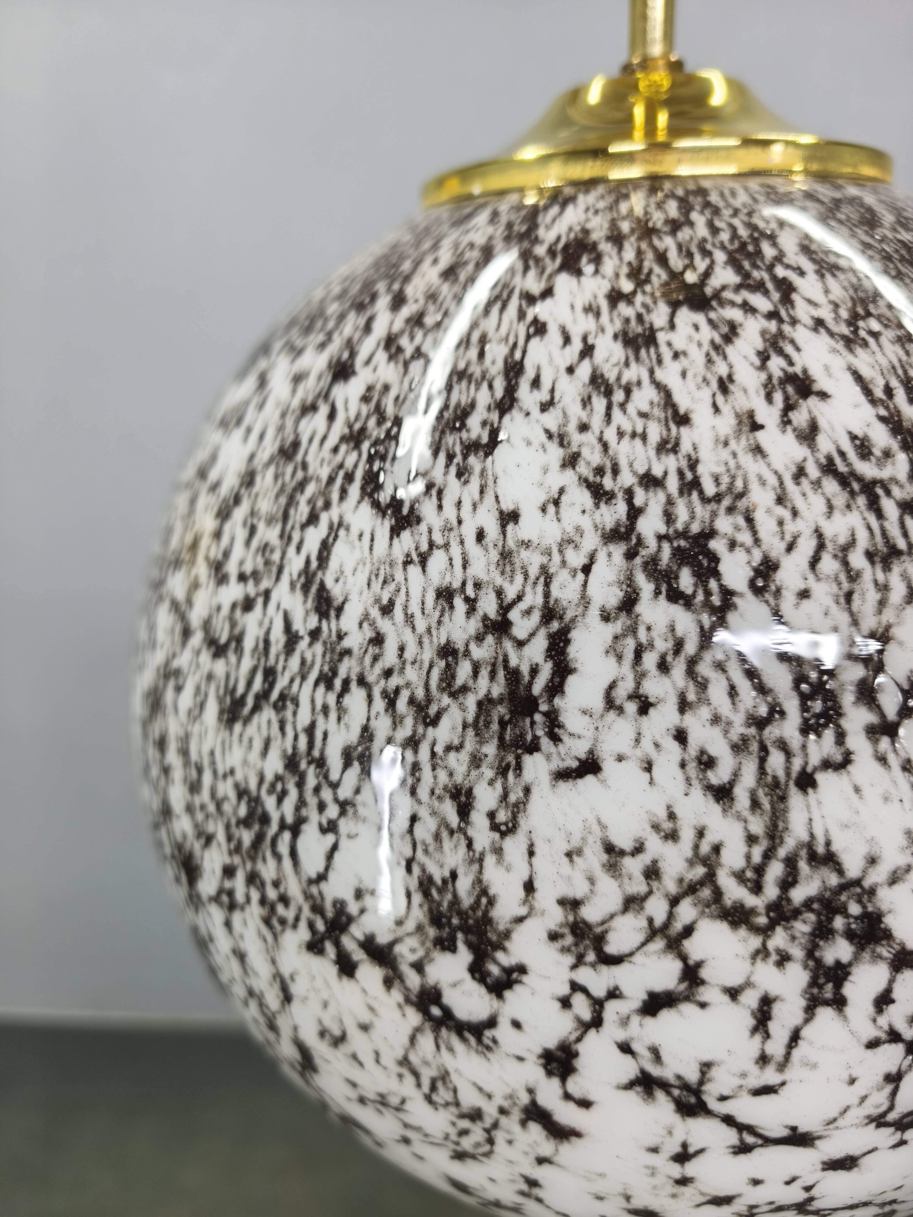 Suspended globe lamp in opaline glass, Czechoslovakian, 1970s.