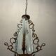 Italian art deco bronze and etched glass pendant lamp