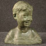Sculpture in bronze painted terracotta bust of a child