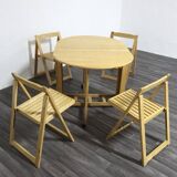 Scandinavian Folding Table and Chairs, 1980s, Set of 2