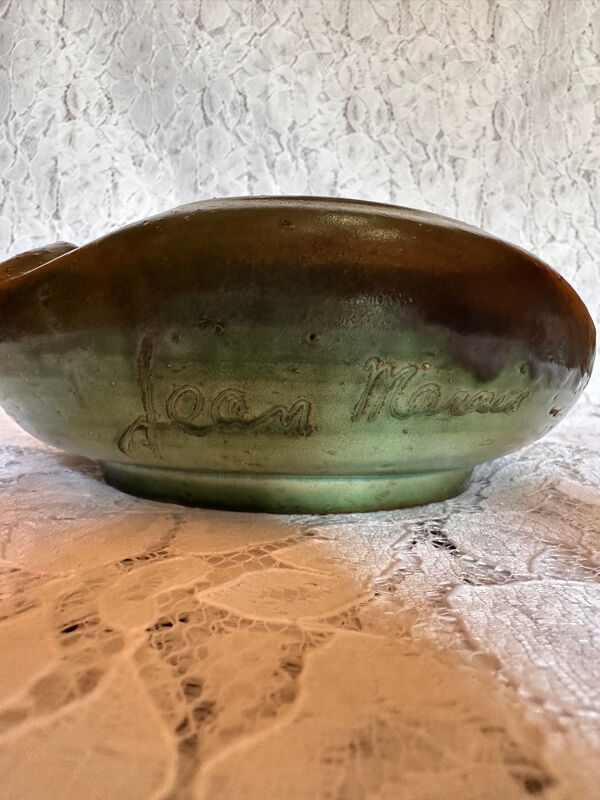 Cendrier Jean Marais – Vallauris – céramique émaillée verte signée