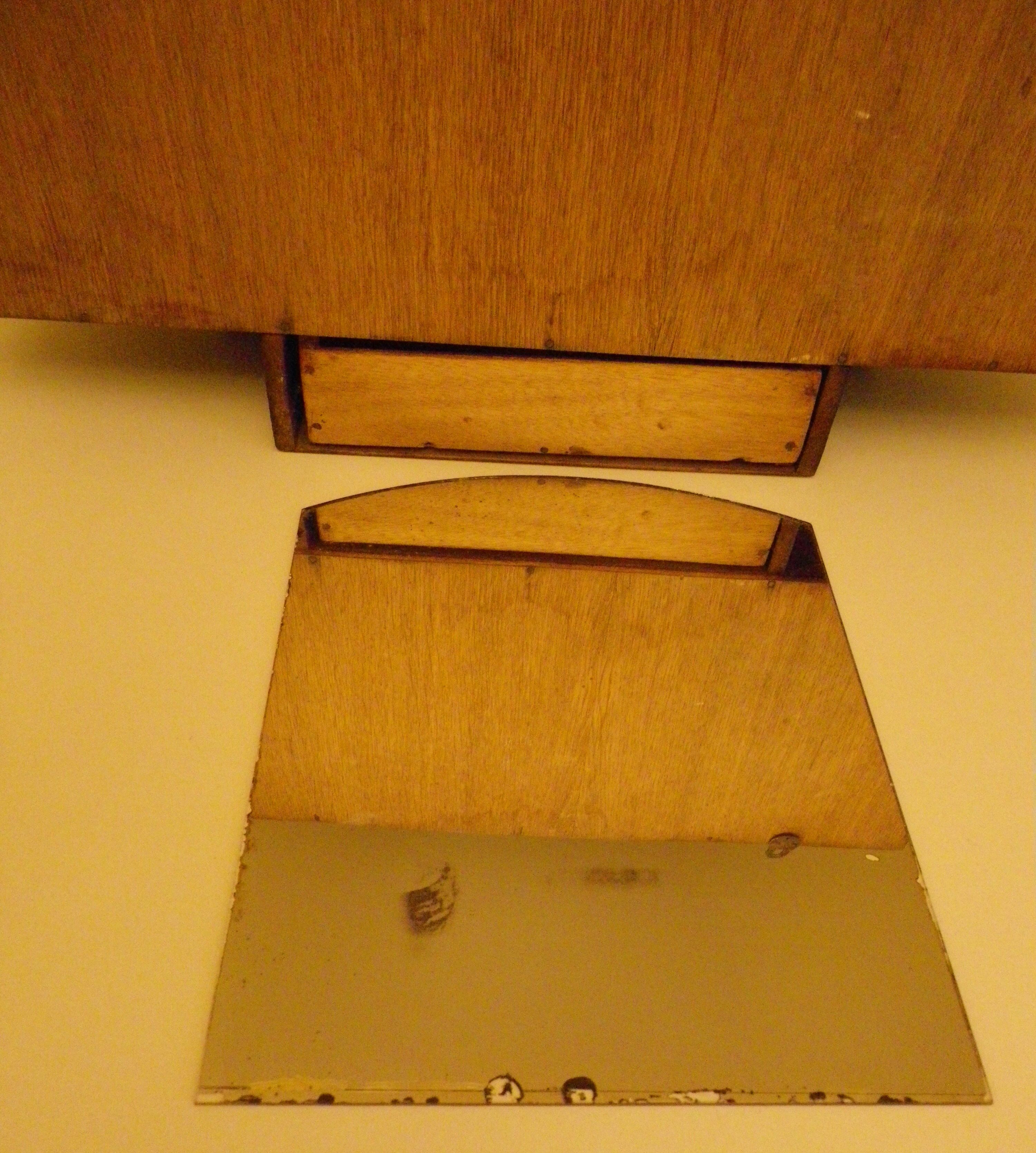 Art Deco extra furniture 1920/1940 to install or fix, wooden, central mirror, 2 doors, 1 drawer