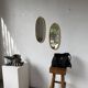 Pair of oval mirrors 1900 gilded stucco