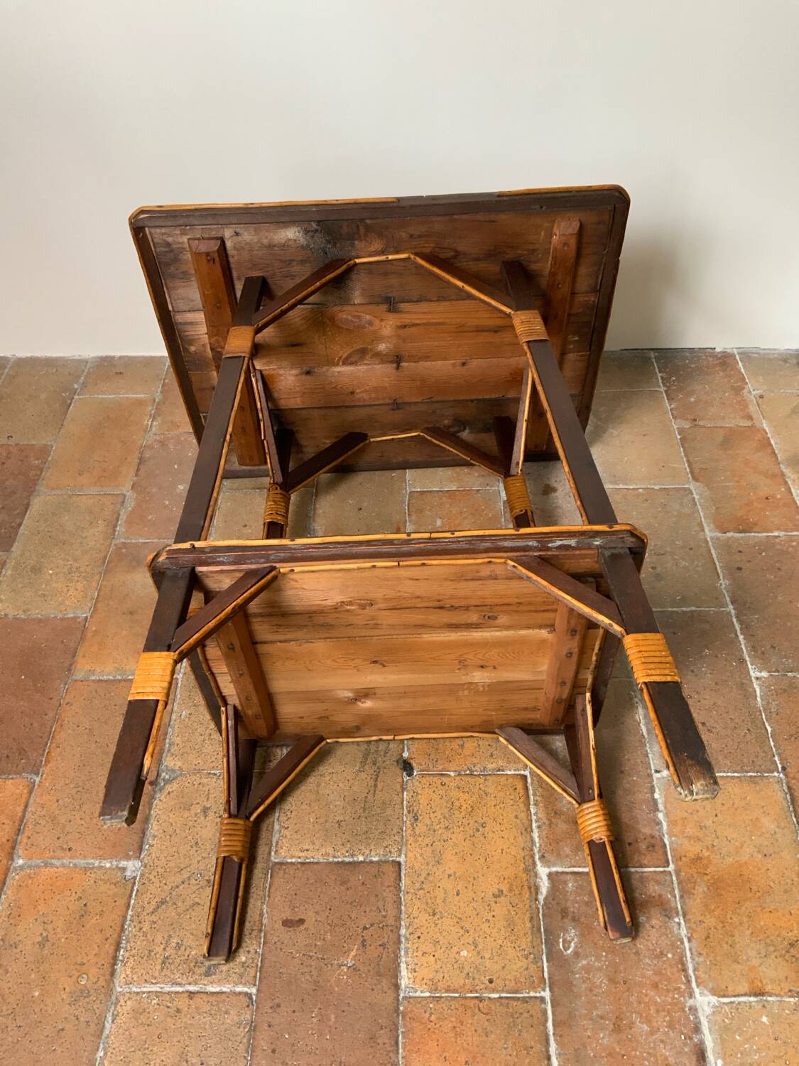 Wood and rattan table