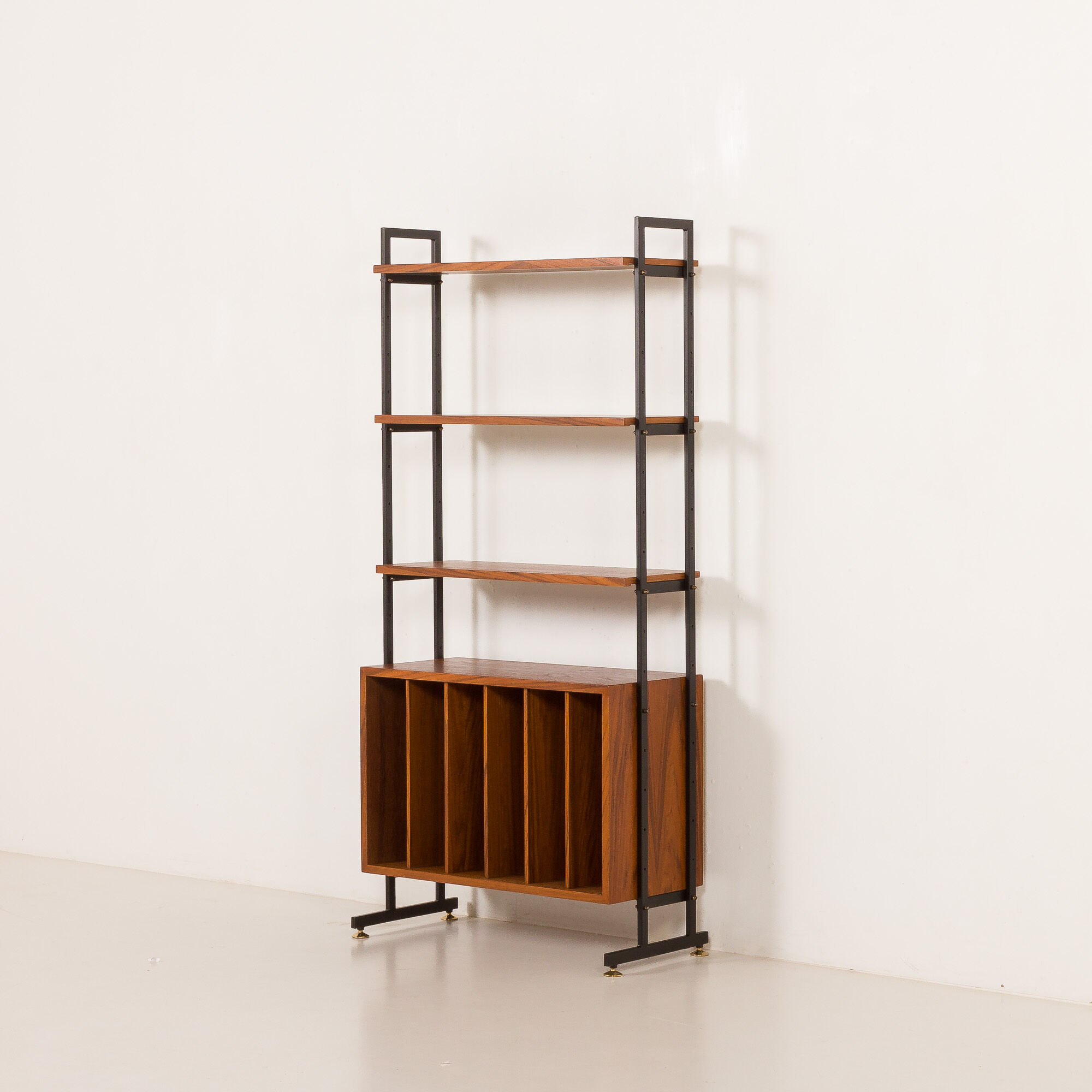 Mid-century free standing vinyl records wall unit, Italy 1970s.