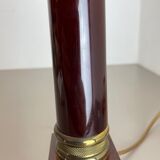 Rare Modernist Red Catalina and Brass Tube Table Light, Italy, 1960s