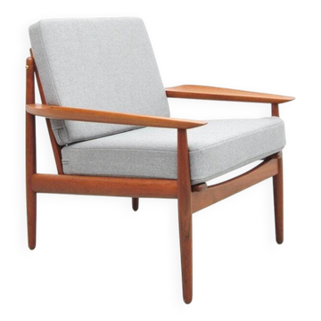 Danish Teak lounge chair in grey by Glostrup, 1950s
