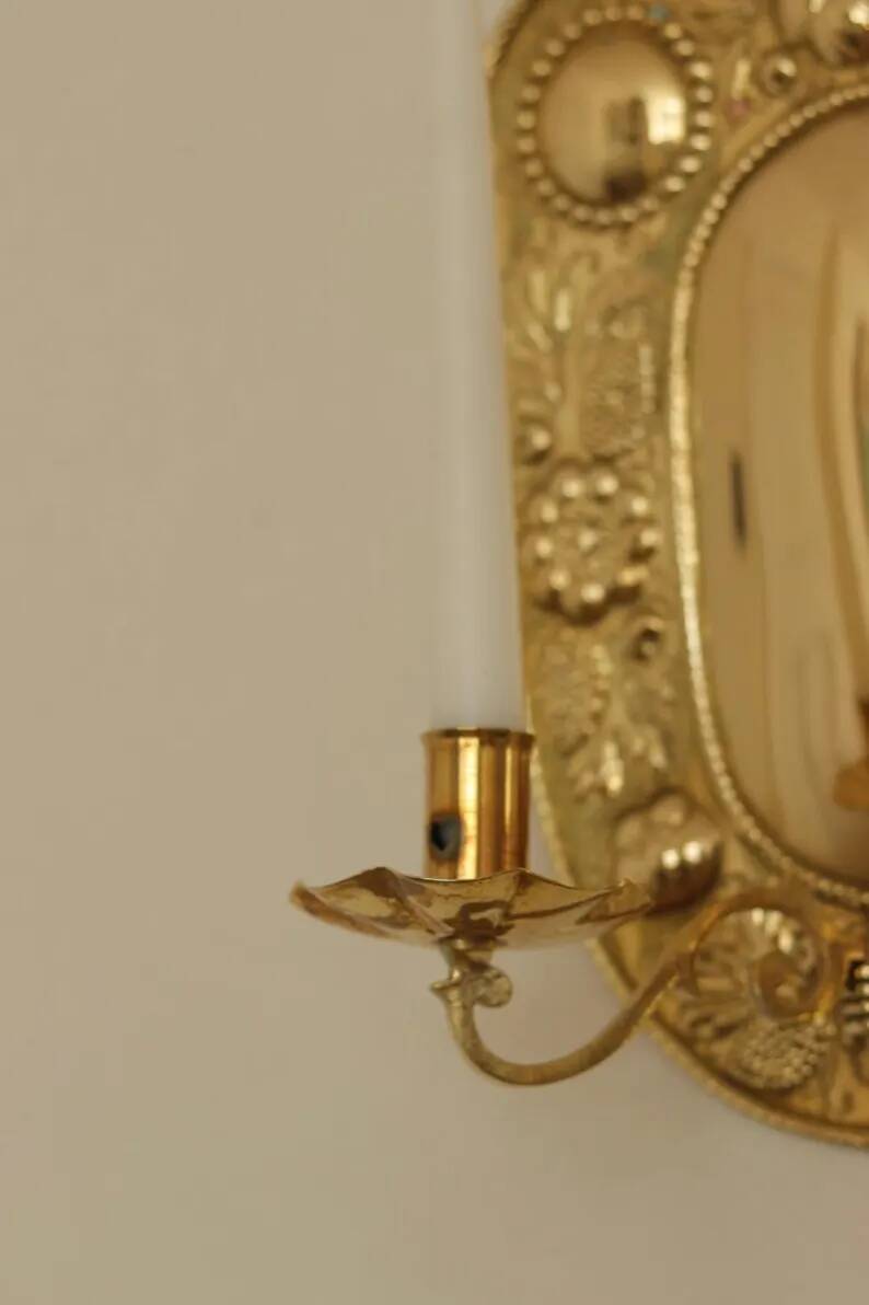 Baroque Style Mid-Century Brass Swedish Sconces