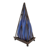 Mouth-Blown Glass and Iron Pyramid Table Lamp