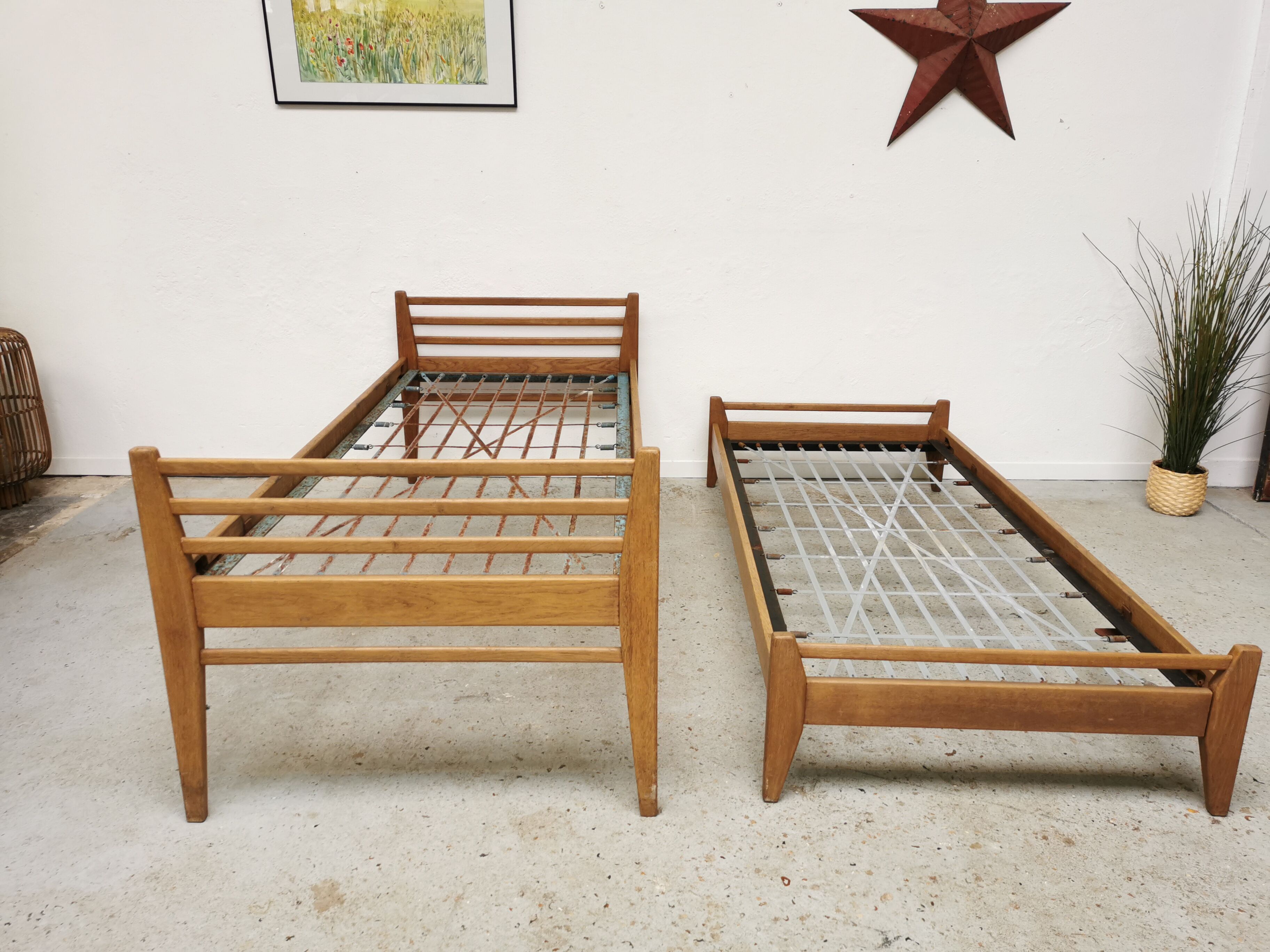 Pair of vintage beds Marcel Gascoin 1950
