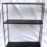 Etagère string moderniste modulable en fer forgé et tôle noir, 1950-1960
