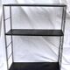 Etagère string moderniste modulable en fer forgé et tôle noir, 1950-1960