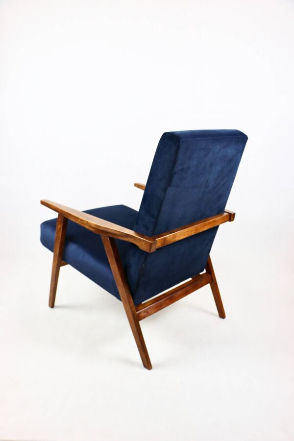 Fauteuil loft vintage années 1970 en velours bleu marine - 2 exemplaires disponibles