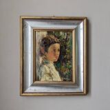 Acrylic on wood old portrait vintage painting country decoration