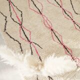 Boujaad Berber rug in pink and black colored wool woven in Morocco 220x140cm