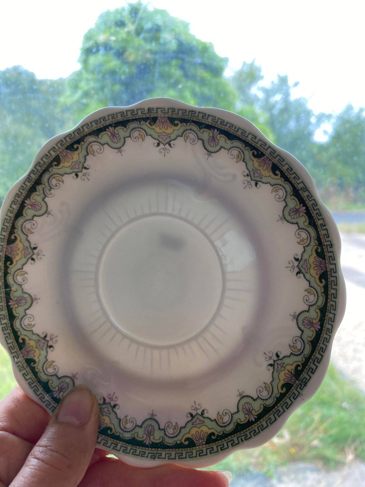 Green decorative cup Limoge porcelain