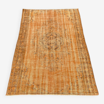 Tapis turc orange 5x7 Tapis Oushak de carotte - Tapis surteint de tigre - Tapis pour cuisine - Tapis pour chambre à coucher