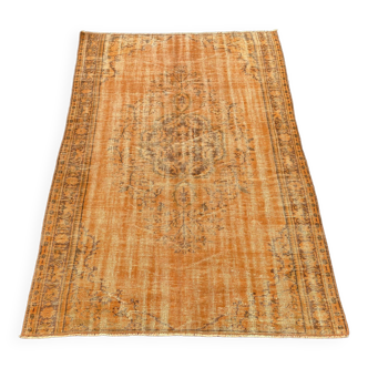 Tapis turc orange 5x7 Tapis Oushak de carotte - Tapis surteint de tigre - Tapis pour cuisine - Tapis pour chambre à coucher