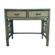 Bureau vintage en bambou et rotin, teinté vert