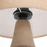 Handmade Søholm / Einar Johansen ceramic table lamp with jute lampshade / Mid-century Danish modern design / 1960s / 1970s