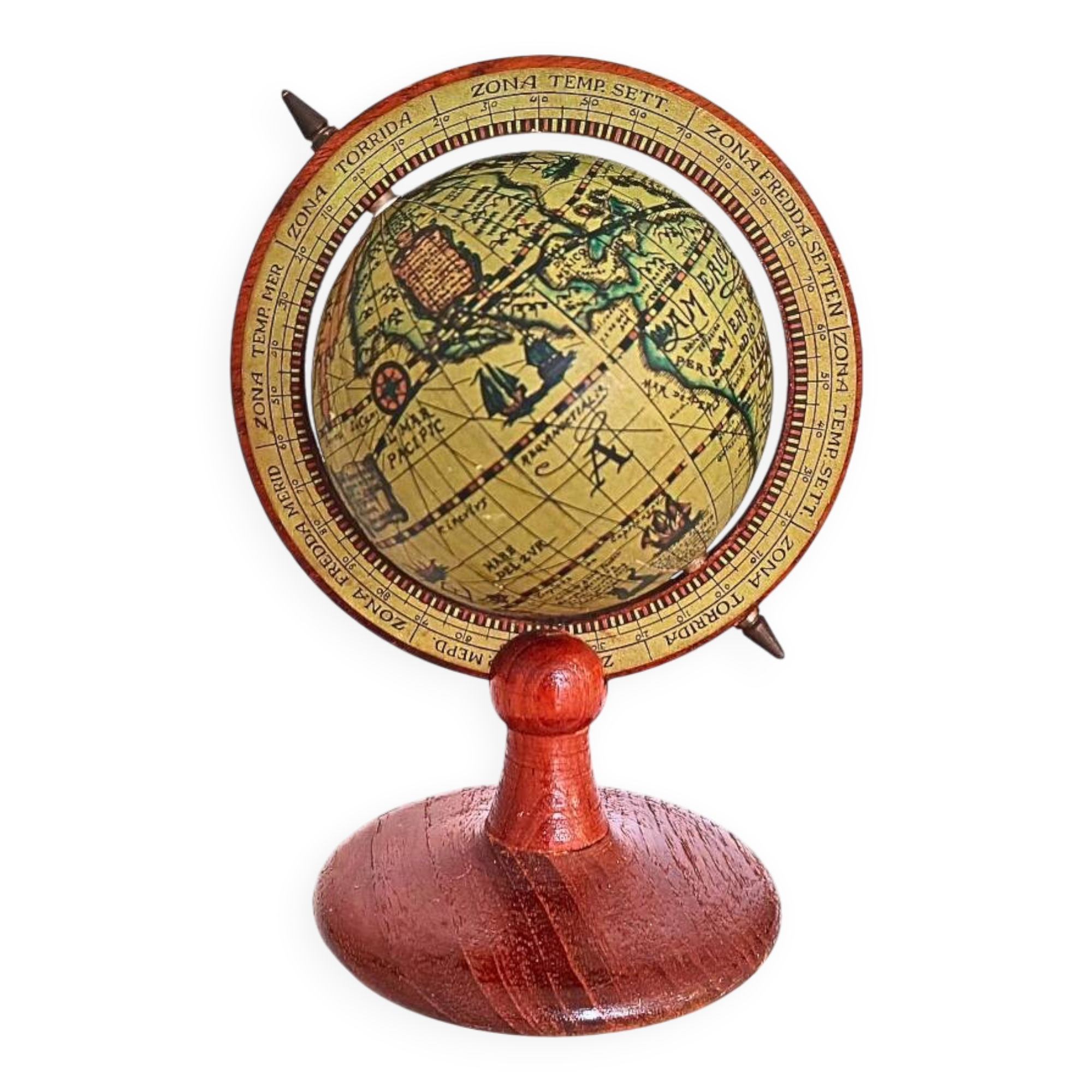 Globe terrestre en bois vintage
