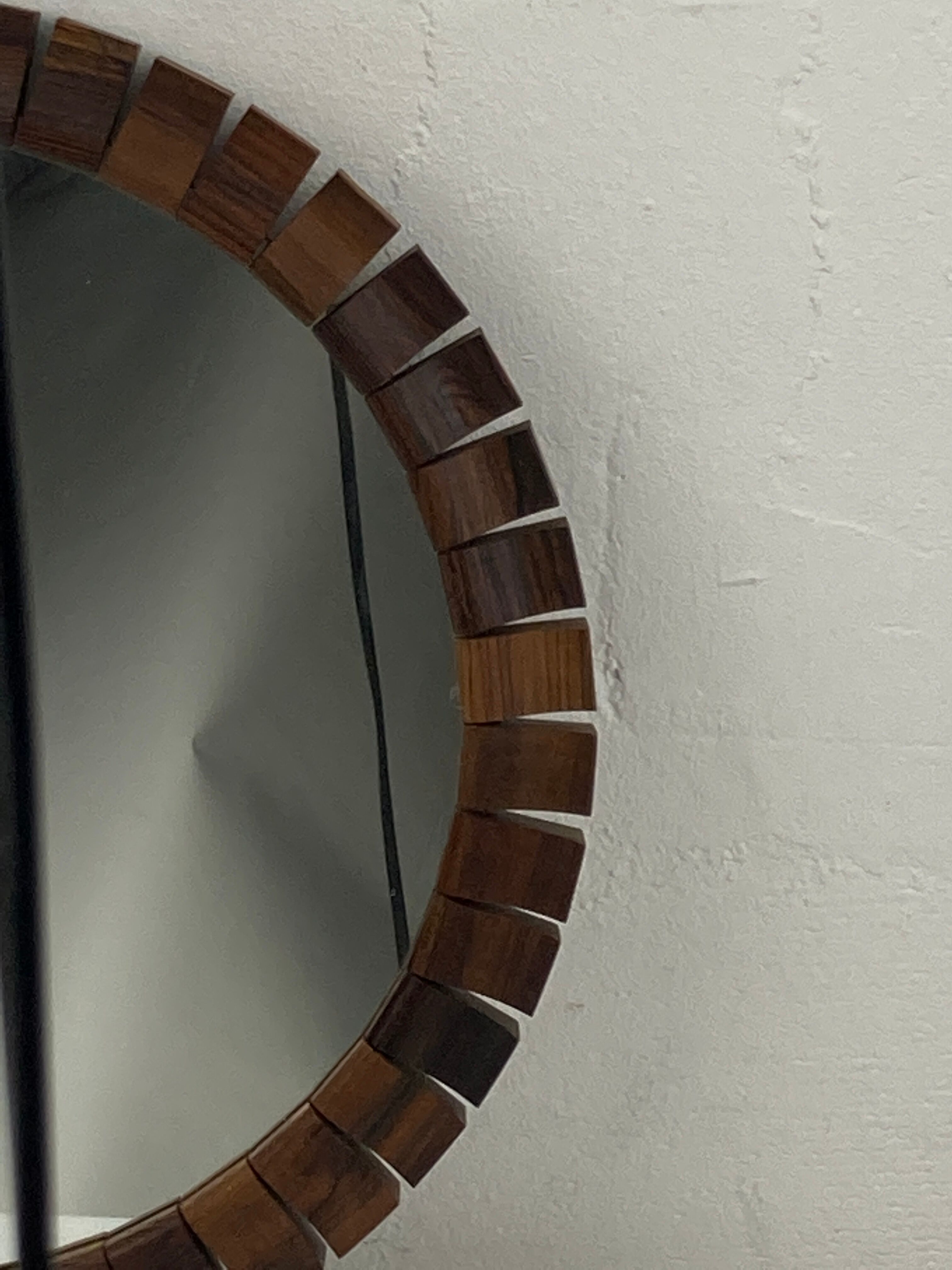 Teak rosewood Danish midcentury cube mirror, 1960s, 33 cm