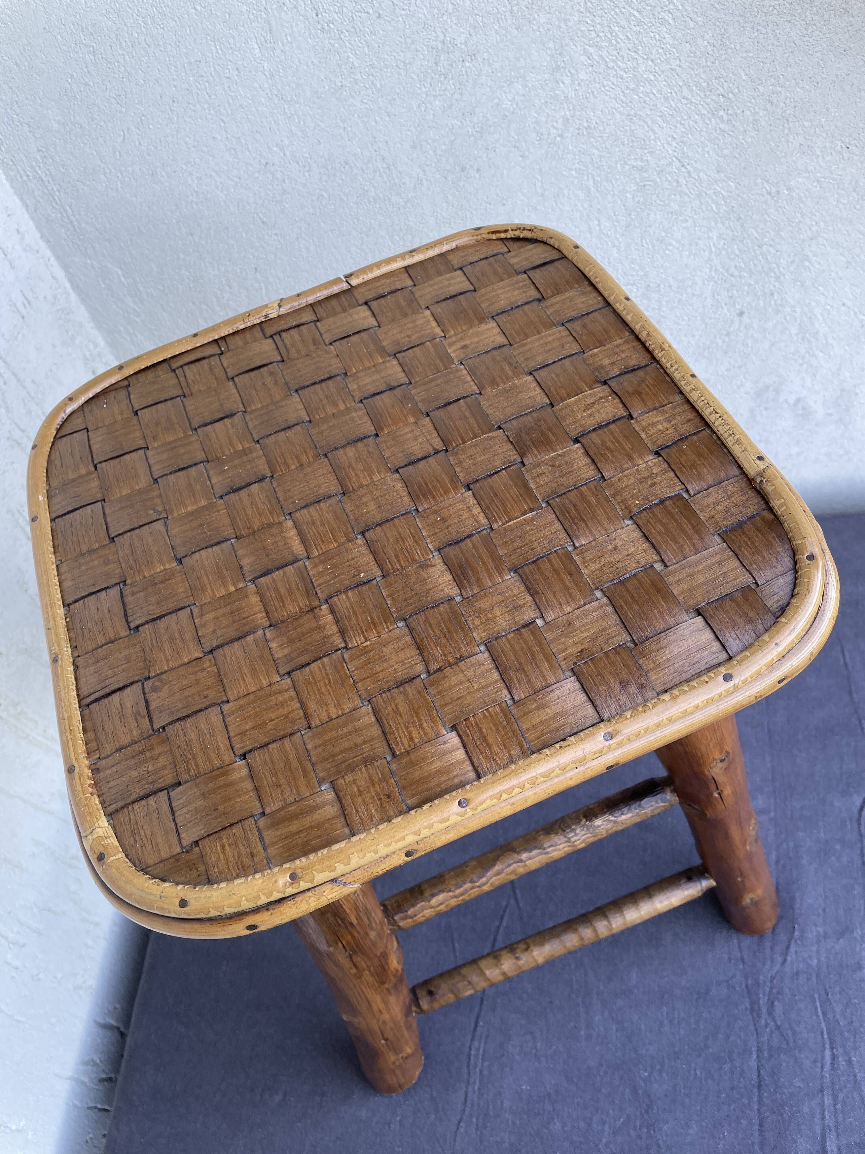 Chestnut and bamboo stool