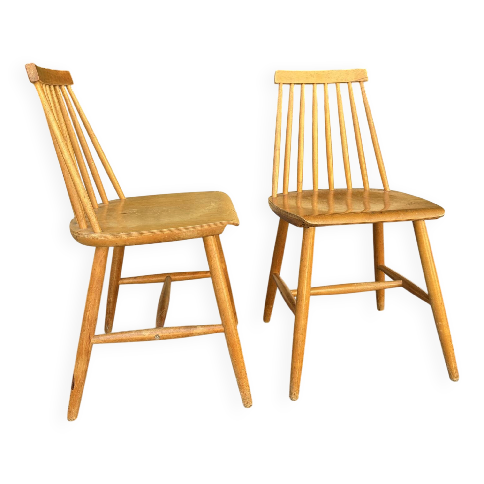 2 IKEA mid-century chairs in the style of Yngve Ekström's "Pinocchio"