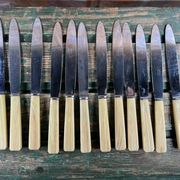 Set of 12 vintage table knives – Marbled Bakelite handles – 1930s