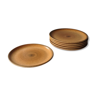 Lot de 6 assiettes à dessert en grès, faïenceries longchamps