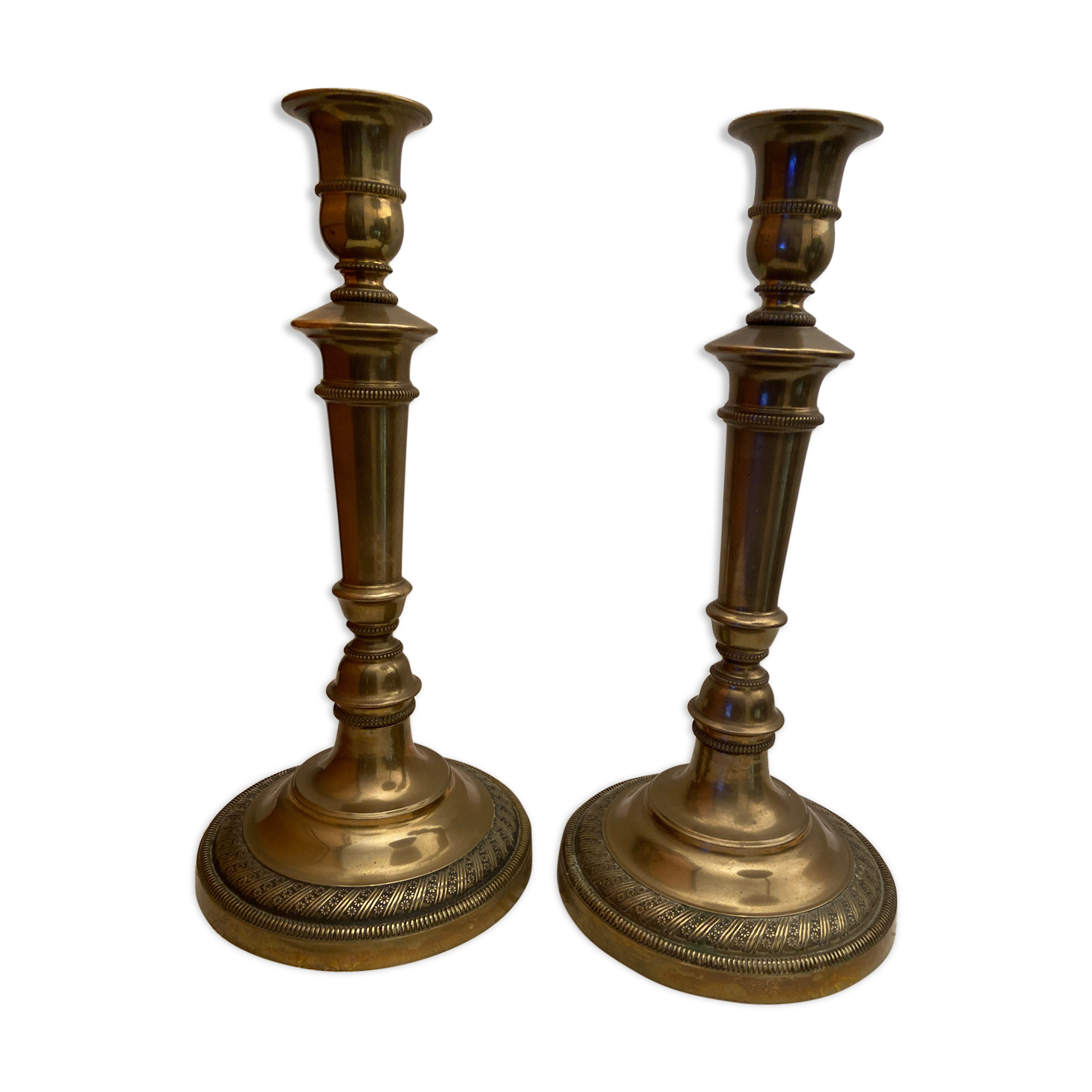 Pair of brass candle holders