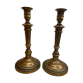 Pair of brass candle holders